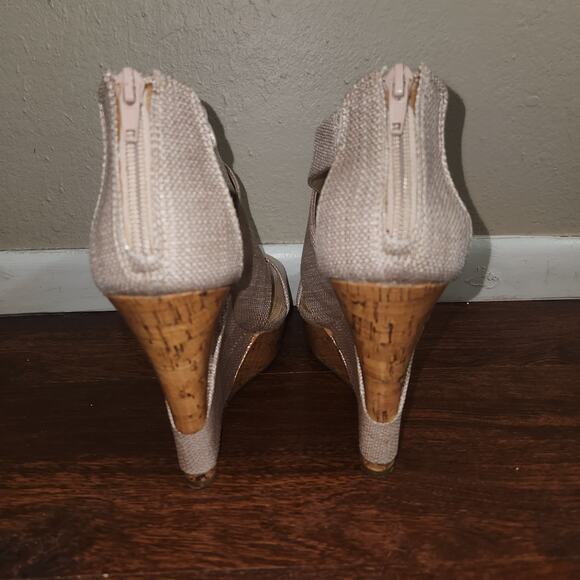 BCBGeneration Rando Rosewood Satin Raffia Wedges with box, Size 10 QWWQWWW - Picture 5 of 9